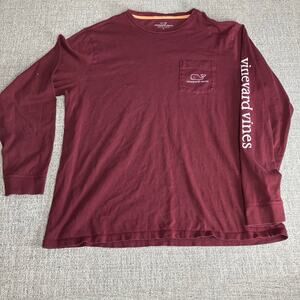 Vineyard Vines Burgee Vintage Whale Long-Sleeve Pocket Tee Size Large